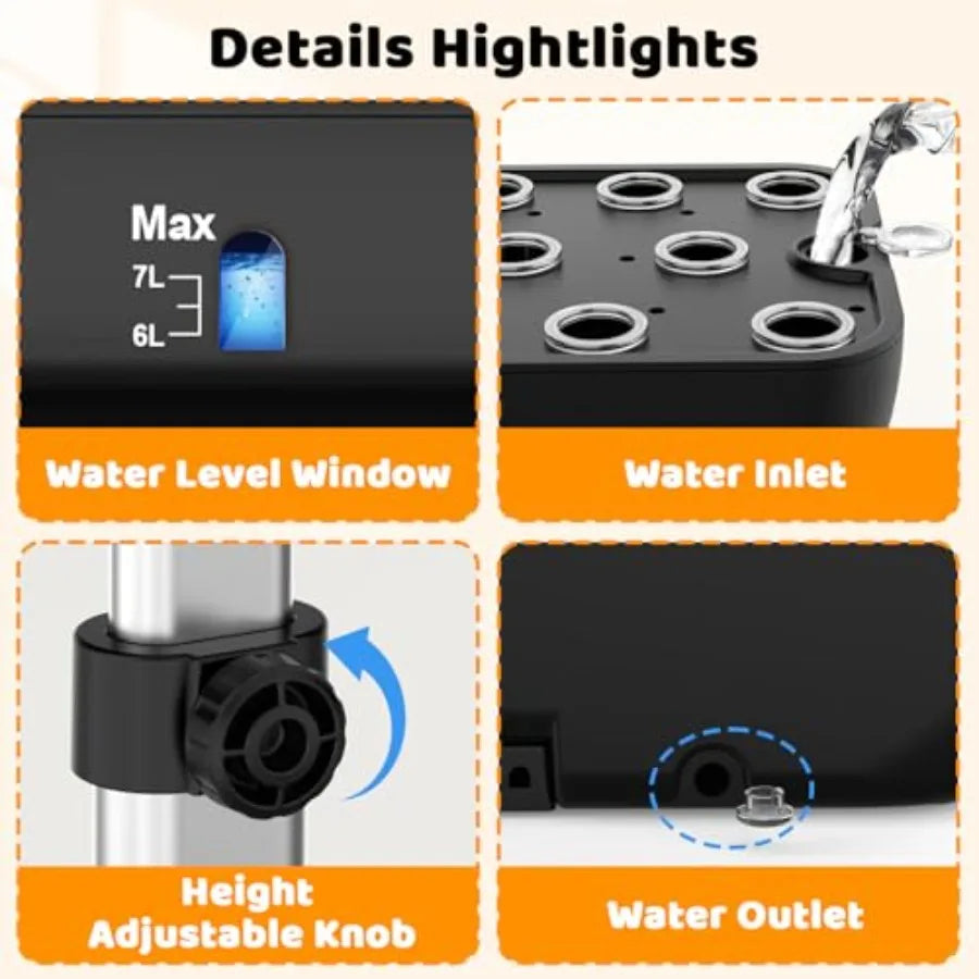 Kit de sistema de cultivo hidropónico para jardinería de hierbas en interiores, plástico ABS, negro/blanco, sistema inteligente de 17 cápsulas con ventiladores duales, sistema completo.