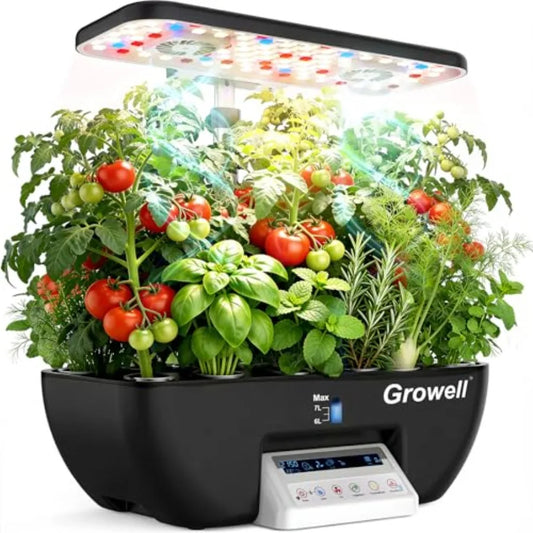 Kit de sistema de cultivo hidropónico para jardinería de hierbas en interiores, plástico ABS, negro/blanco, sistema inteligente de 17 cápsulas con ventiladores duales, sistema completo.
