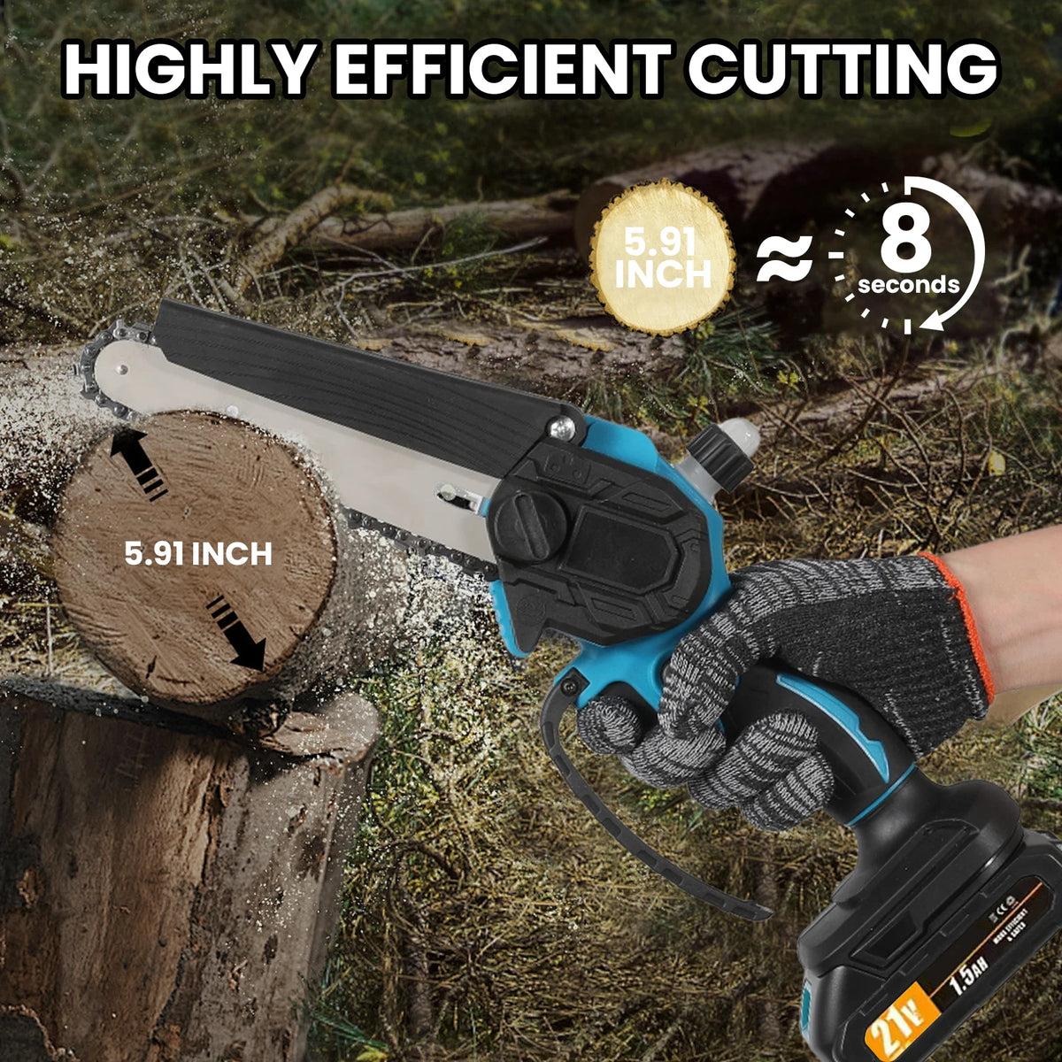 Mini motosierra inalámbrica 6" 550W | Compatible Makita 21V