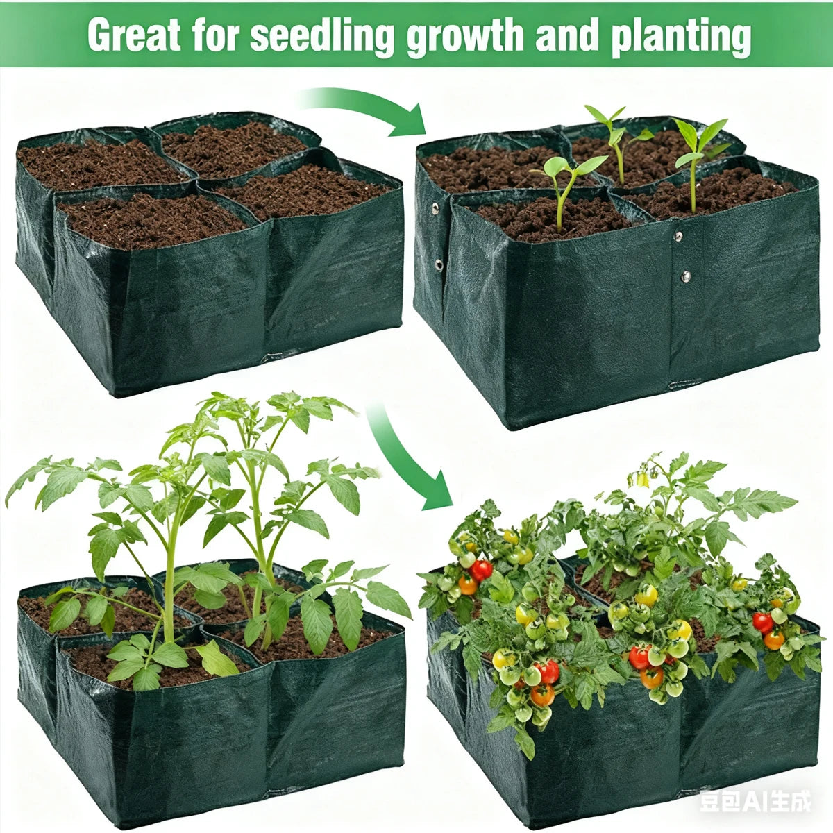 Bolsas de cultivo para plantas, macetas grandes para cultivo interior, exteriores, balcón, invernadero, jardín, accesorios de jardinería, bolsas de plantación, herramientas.