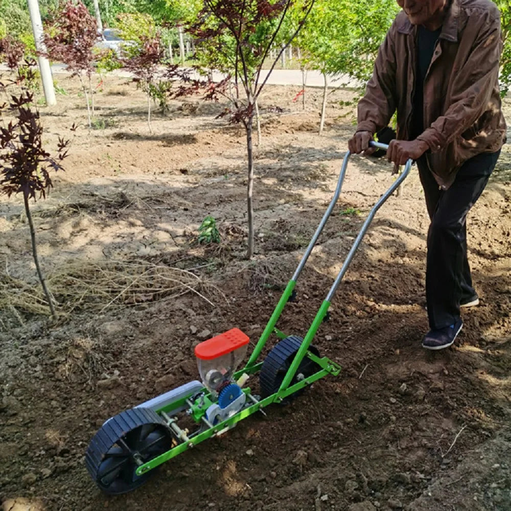 Sembradora multifunción de hortalizas, plantadora manual de granos, maquinaria agrícola económica y práctica de 2 hileras.